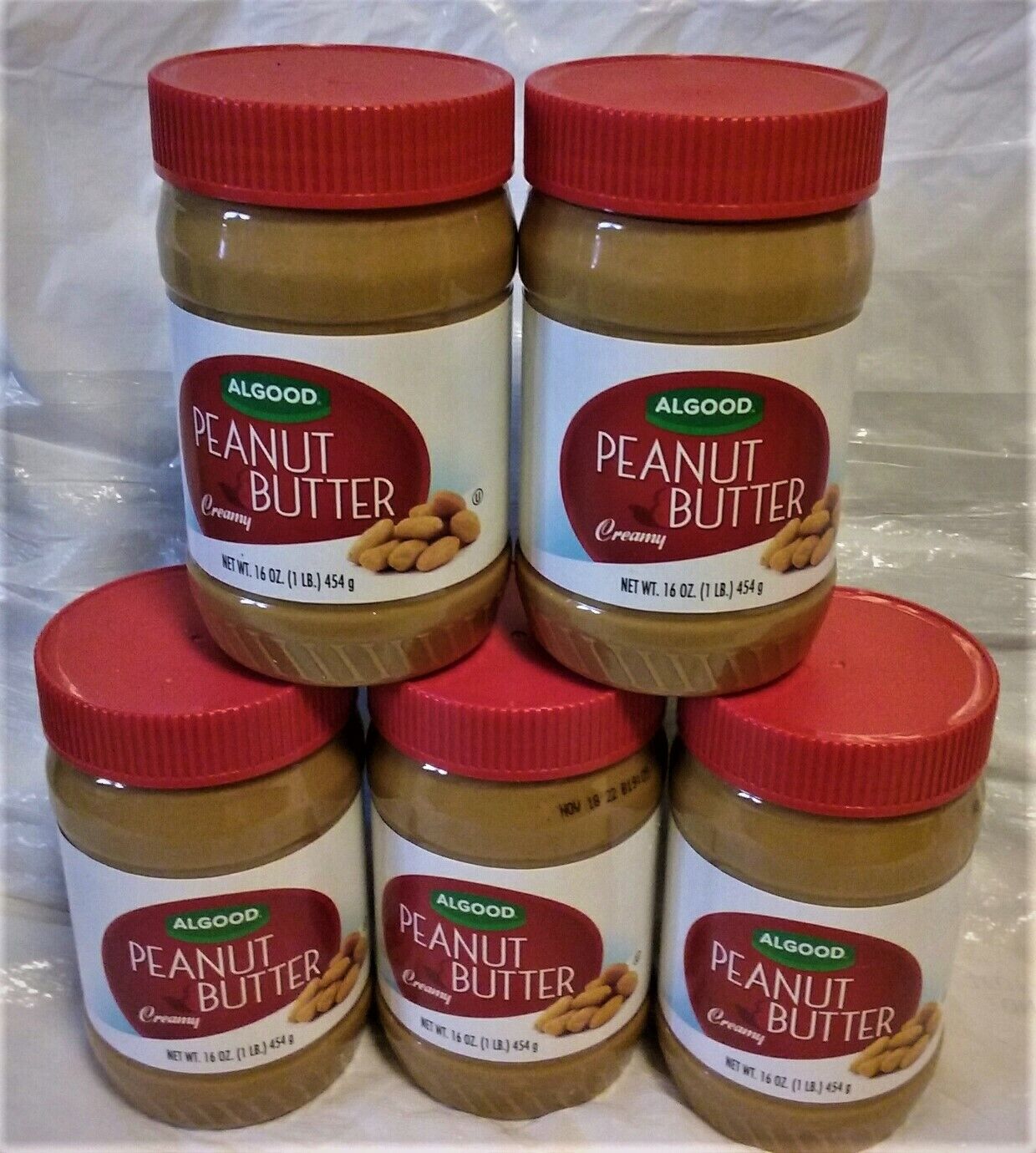 Algood Creamy Style Peanut Butter, 5 one pound jars sold in one