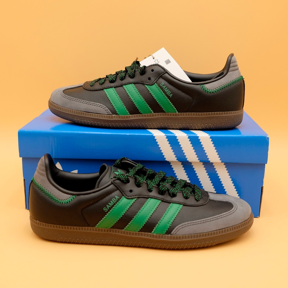 ★adidas★ Samba OG Black Green Adidas Originals Women's Samba OG Shoes Core Black/Green