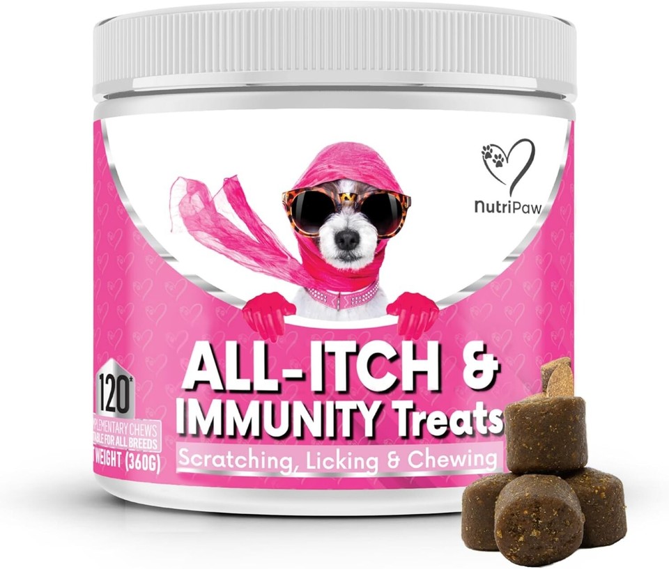 NutriPaw AllItch Immunity Treats For Dogs Soothe Itchy Paws, Eyes