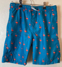Lands End Boys Large 14H - 16H Flamingo / Swim Trunks Mesh Lined Board Shorts