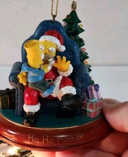 Vtg Bradford Simpsons Light Up Christmas Ornament Ho Ho Homer Bart Santa's Lap