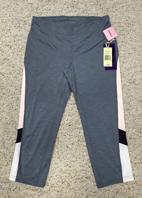 Tangerine Women s Small Gray Color Block Active Capri Yoga Pants Wide Waistband