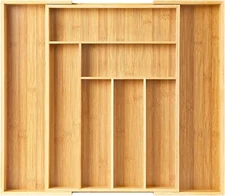 Expandable Cutlery Flatware Drawer Utensil Tray Kitchen Organizer Storage Bamboo