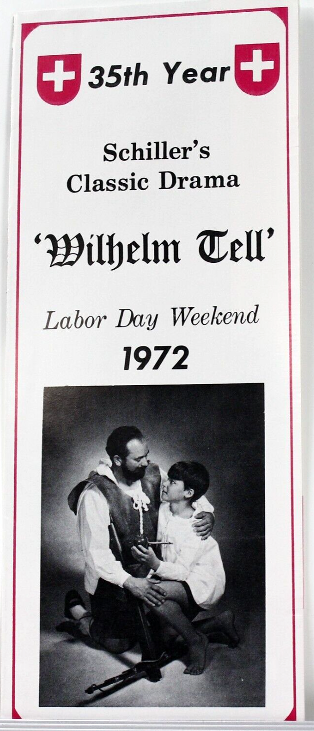 1972 SCHILLER'S WILHELM TELL The Swiss of New Glarus WI Labor Day Drama