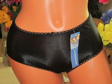 1022 JORDACHE 5/S Black Silky Smooth Shiny SATIN Brief Panty NWT VINTAGE