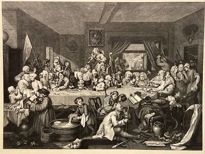 The Election Humours Of An Plate 1 William Hogarth Antik Stahlstich Engraving - Bild 1 von 4