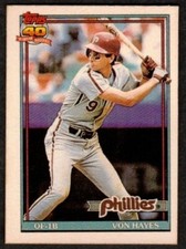 1991 Topps Cracker Jack Miniature Von Hayes Philadelphia Phillies #5 Series 2 