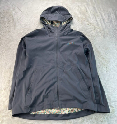 Merrell Womens Size M Gray Whisper Rain Jacket Colorful Sprinkle Lining