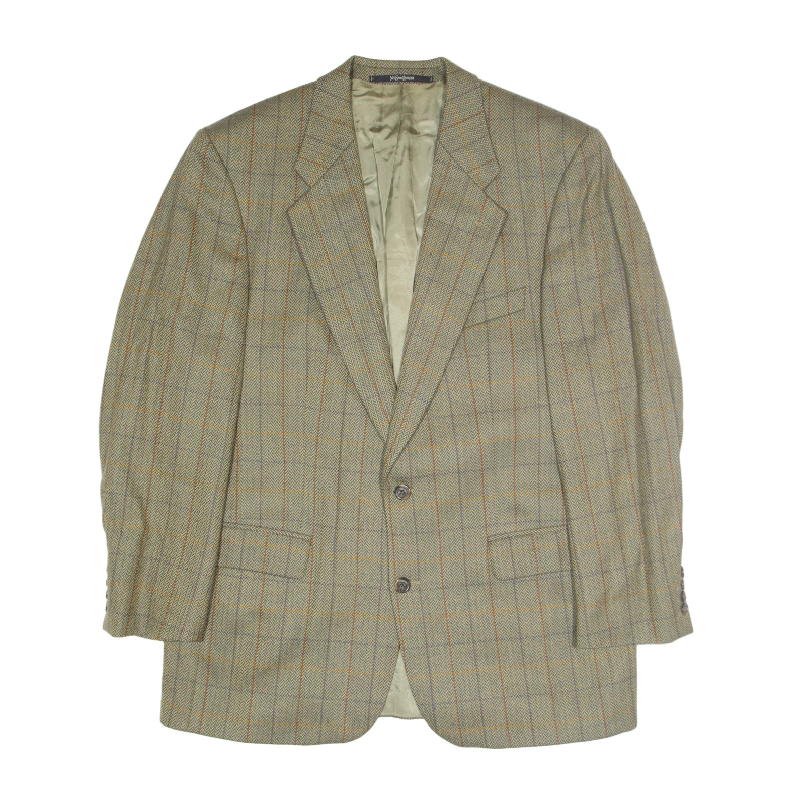 Giacca blazer YVES SAINT LAURENT verde lana check uomo XL