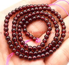 Beautiful 4/6/8/10/12mm Natural Red Garnet Round Gemstone Loose Beads 15 Inch
