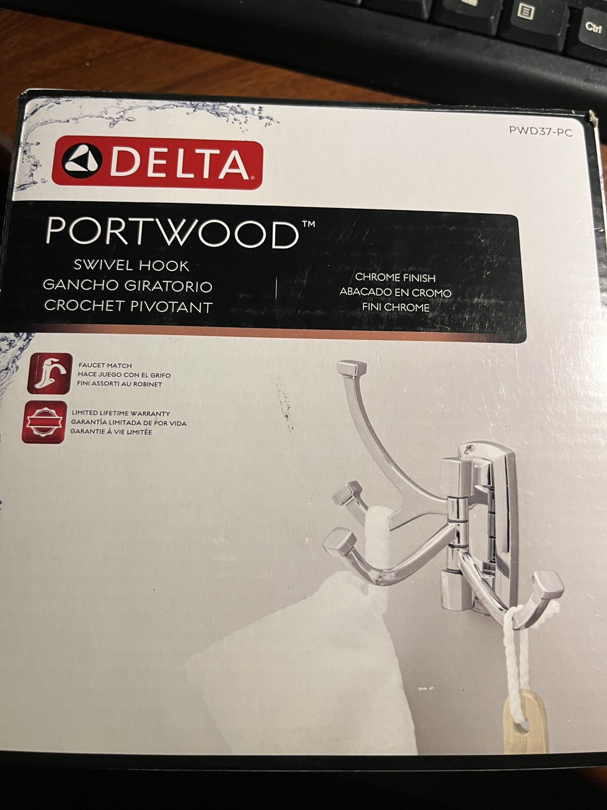 Delta Portwood Swivel Towel Hook in Chrome PWD37PC eBay