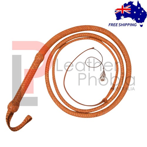 Fouet Bull Whip Cuir Vache Leather Phobia 6 Pieds 16 Brins Marron Riding Crop