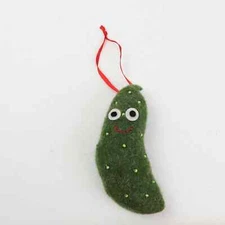 Transpac Felt Christmas Green Pickle Holiday Ornament NWOT