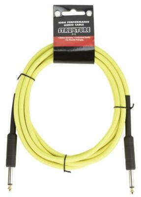18.6 ft Hi-Viz Neon Yellow Woven Guitar Instrument Cable Patch Cord 1/4''