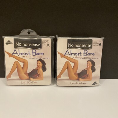 NO NONSENSE ALMOST BARE Lace HI-CUT Panty Pantyhose Size A Lot of 2 Black NIP