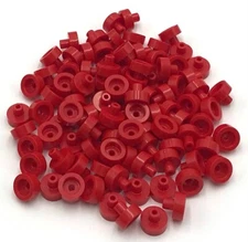 Lego 100 New Red Tiles Round 1 x 1 Stud with Bars and Pin Holder Parts