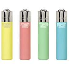 4 x Clipper Lighters Metallic Pastel Gas Flint Lighter Refillable Standard Size