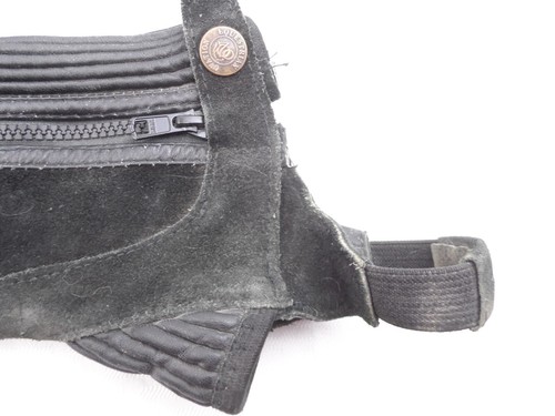 Equestrian Ovation Women Med Pro Stretch Ribbed Top Grain Half Chaps Black Suede - Picture 2 of 6