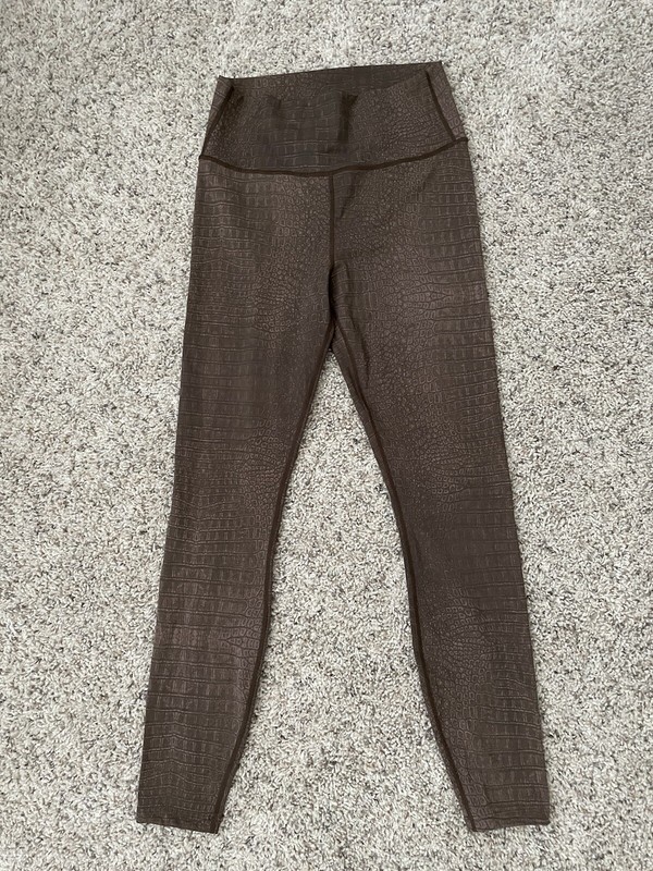 Varley Estrella 7/8 Length Leggings Small High Rise Snakeskin/Croc Brown EUC