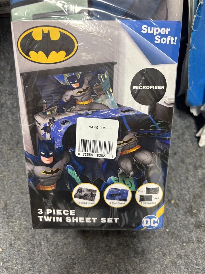 Juego de 3 hojas dobles de microfibra Batman DC Comics ¡NUEVO EN PAQUETE BATMAN! Foto 3 de 4