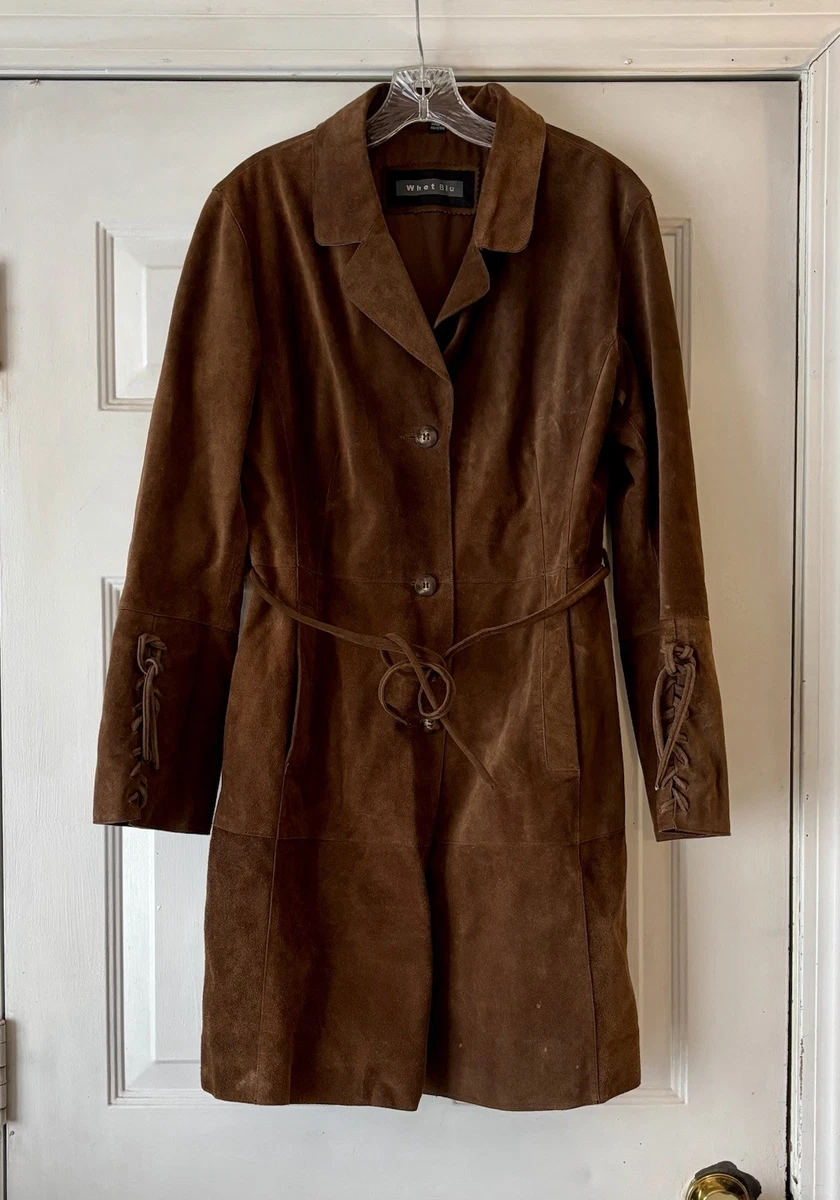 Trench Coats Brown Leather Outer Shell Coats, Jackets & Vests for