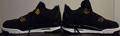 #ad Jordan Air Jordan 4 Mid Top Lace Up Basketball Sneakers Black Gold White $190.00