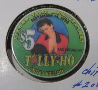 TALLY HO CASINO 1996 LTD ED $5 Brothel & Strip Club gaming poker chip LVN
