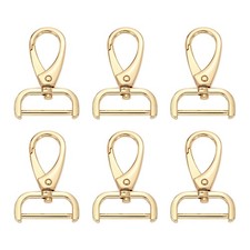 6Pcs, Detachable Snap Hook Clasp 1" for Keychain Lanyard Purse Light Gold