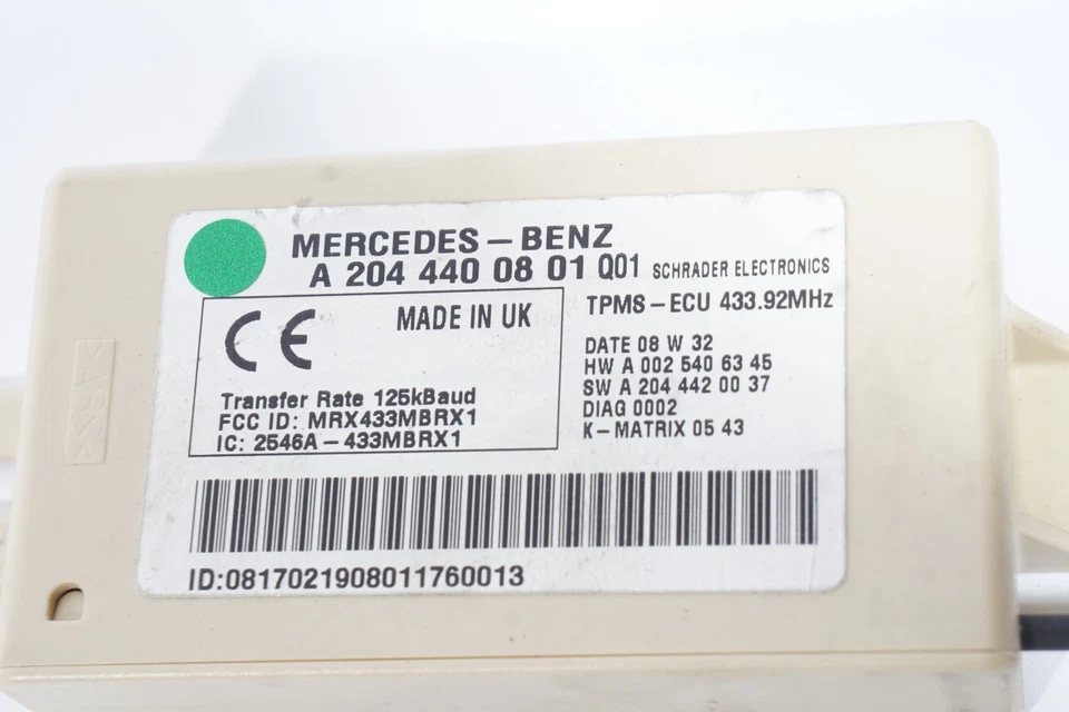 2008 - 2014 MERCEDES BENZ C300 RWD W204 МОДУЛЬ КОНТРОЛЯ ДАВЛЕНИЯ В ШИНАХ OEM - Изображение 2 из 4