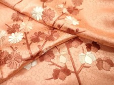 Japanese Kimono Visiting Fully Embroidered Branch Flowers Pure Silk Masterpiece