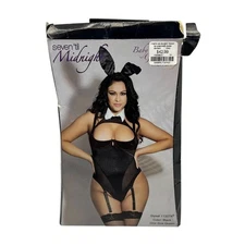 Seven Til Midnight Womens Baby Doll Bunny Costume Lingerie OS Queen Black