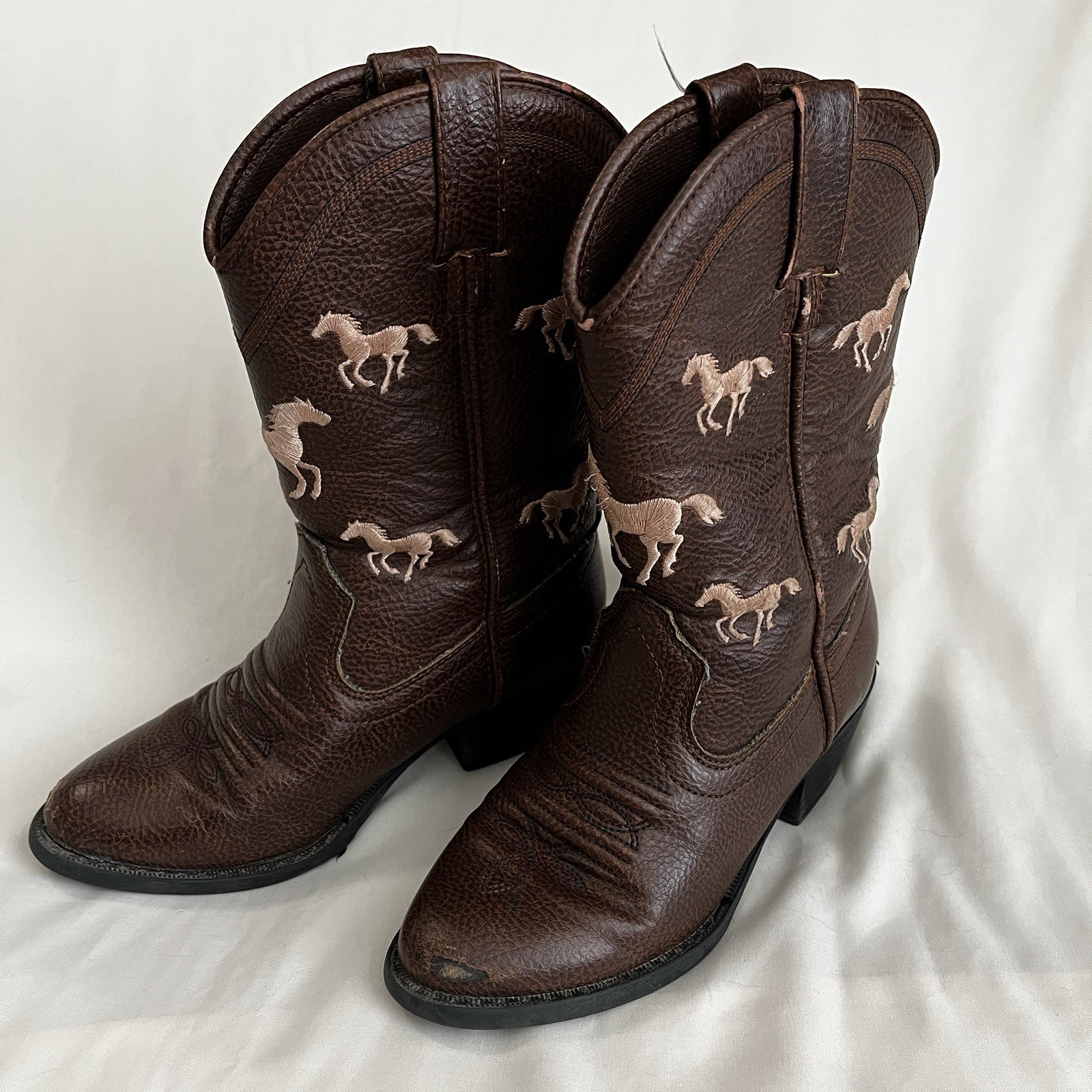 Smoky Mountain Western Boots Brown Leather Floral Embroidery Youth Size 1