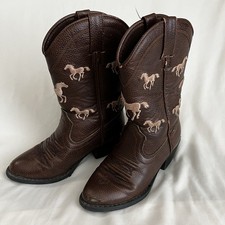Smoky Mountain Western Boots Brown Leather Floral Embroidery Youth Size 1