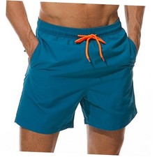 Men's Swim Trunks Quick Dry Beach Shorts with Pockets Large Peacock Blue
