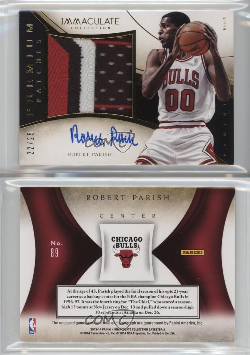 2013 Panini Immaculate Premium Signatures 22/25 Robert Parish Patch Auto HOF h6p view 3