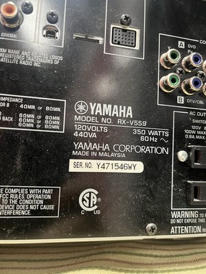 Yamaha RX-V559 Natural Sound AV Receiver FOR PARTS REPAIR Untested Black 6.1