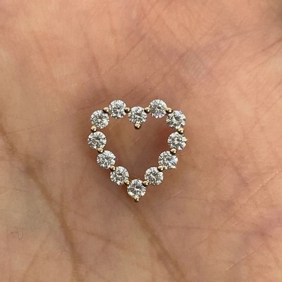 14K Rose Gold Plated Silver 0.50Ct Round Cut Real Moissanite Women Heart Pendant
