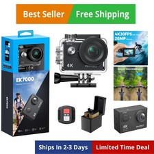 EK7000 4K30FPS 20MP WiFi Action Camera with EIS Ultra HD 131FT Waterproof Und...