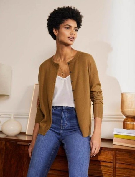 Women Boden Sweater Brown Cashmere 36 / S / 44