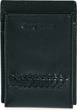 Tommy Bahama Wallet Woven Detail Black Leather ID  Card Case NIB