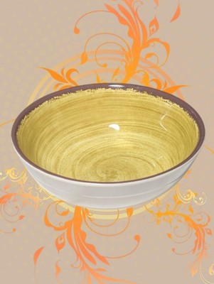 CARLISLE Melamine Yellow Swirl Brown Edge 6'' MINGLE BOWL Fruit Nuts Candy NEW
