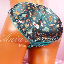 Sissy Satin Panties for MEN - Christmas Teal Soft shiny String Bikini S-XXL