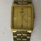 Vintage Seiko Gold Mens Watch Tank Shape Case Band Dial Band Needs Fixed*