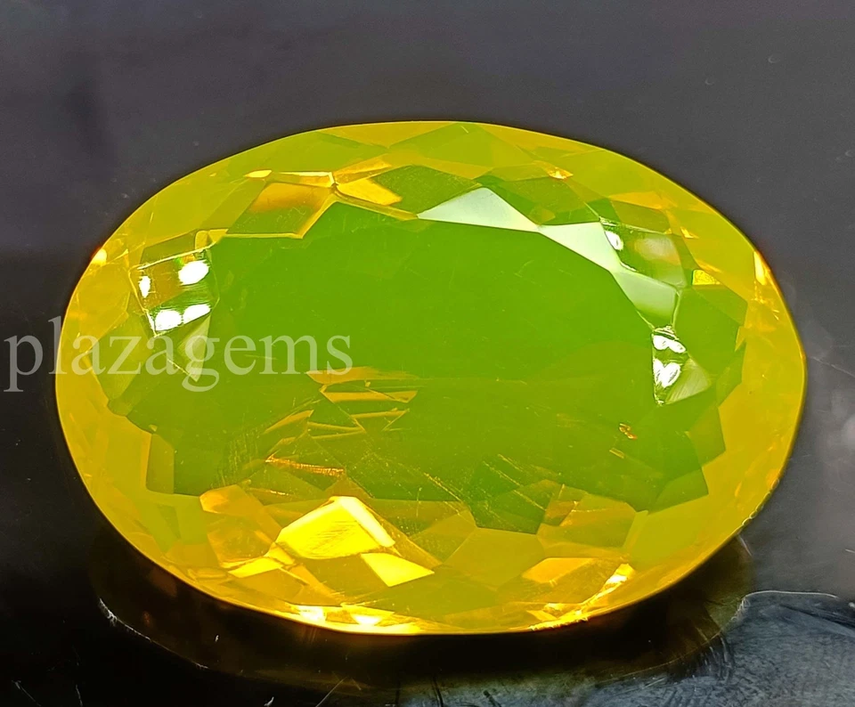 EGL Certified Lab Created Yellow Opal | 138.60 Ct Oval Cut Loose Gemstone 5ARI - Image 3 of 4