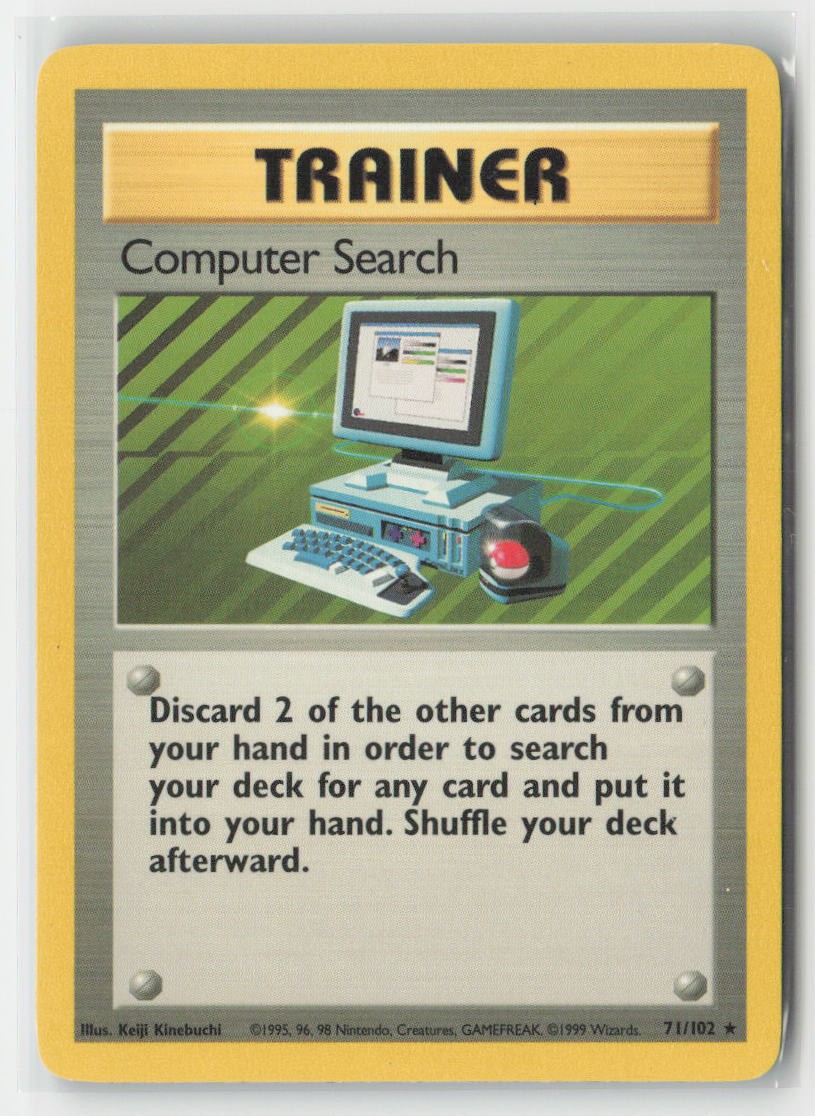 Computer Search 71/102 Rare Base Set Unlimited Pokemon Lightly Played