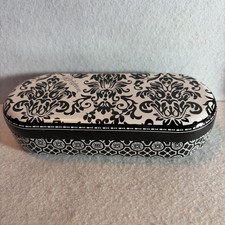 Brighton Tin Metal Sunglasses Case Only Black and White Floral Design