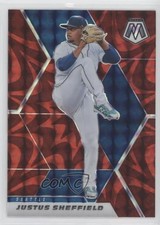 2021 Panini Mosaic Reactive Red Mosaic Prizm Justus Sheffield #36 2x9