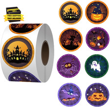 500 PCS Halloween Stickers Roll Pumpkin Bat Spider Ghost Stickers for Kids 8 Des