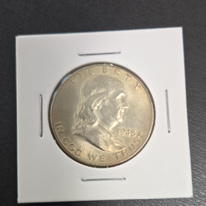 1948 Franklin Half Dollar 50C 90% Silver (0.900) Philadelphia KM#199 2x2