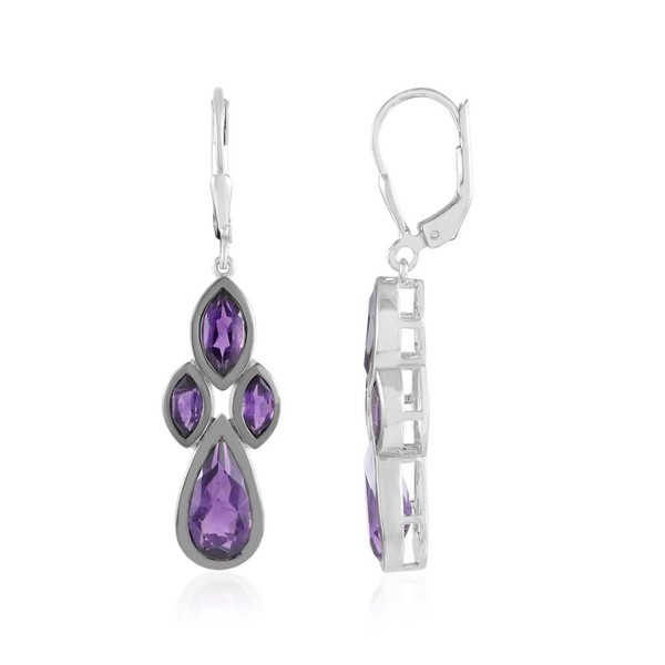 Cavill Amethyst Ohrringe 6,3Ct Rhodiniertes 925 Sterlingsilber Tropfen Marquise-image